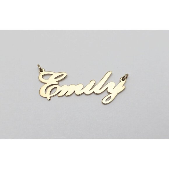 Unique 14K Karat Solid Yellow Gold Designer Name Initial " Emily " Charm Pendant - Picture 4 of 13